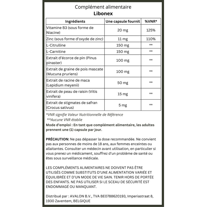 Libonex perform Dietary Supplement with L-Citrulline, Maca, 30 Capsules