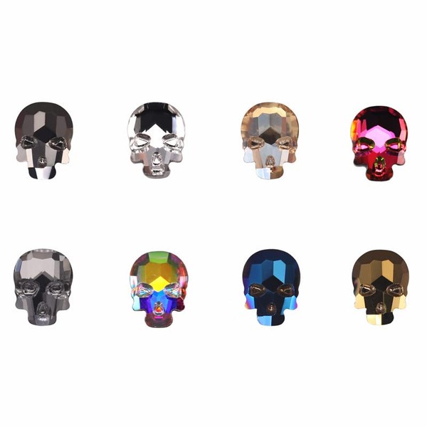GreatDeal68 Skull Assorted Color wtih Wheel Case Rhinestone Manicure Crystal Glass Rhinestones Flat back Charms Nail Art Decoration Embellishments Cabochons Decoden Brooches Jewelry