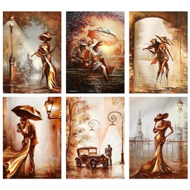 JATOK Pack of 6 Paint by Numbers for Adults, Paint by Numbers, DIY Lady with Brushes and Acrylic Paints, Hand Painted Oil Painting Canvas for Home Decor, Without Frame (20 x 30 cm)