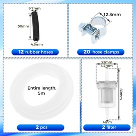 Mtsooning Petrol Hose Kit, Fuel Line Set with Fuel Filter and Hose Clamp for Heaters, Hose Clamps Kit for Webasto Eberspacher