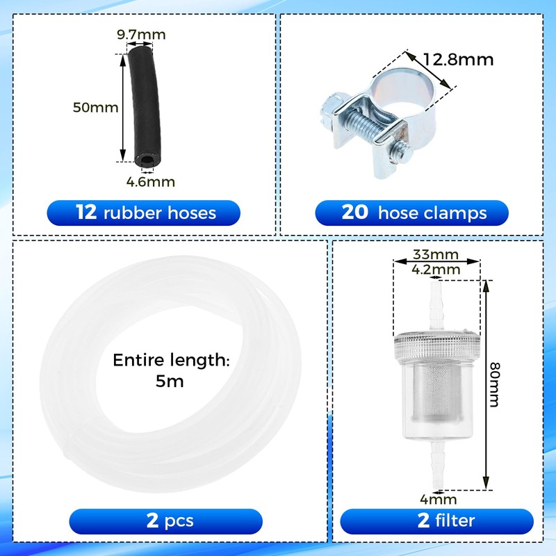Mtsooning Petrol Hose Kit, Fuel Line Set with Fuel Filter
