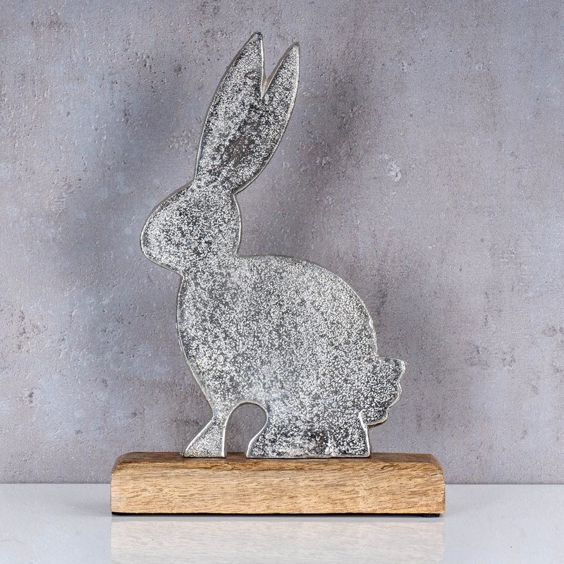 Metal Rabbit Height 26 cm Mango Wood Metal Stand Table