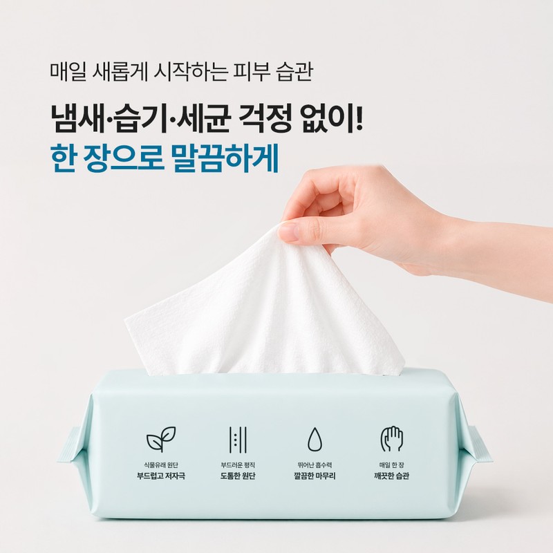 말끔한장 부드러운 저자극 일회용 페이스타올, 100매, 2개 Malkkeumhanjang Soft Low-Irritation