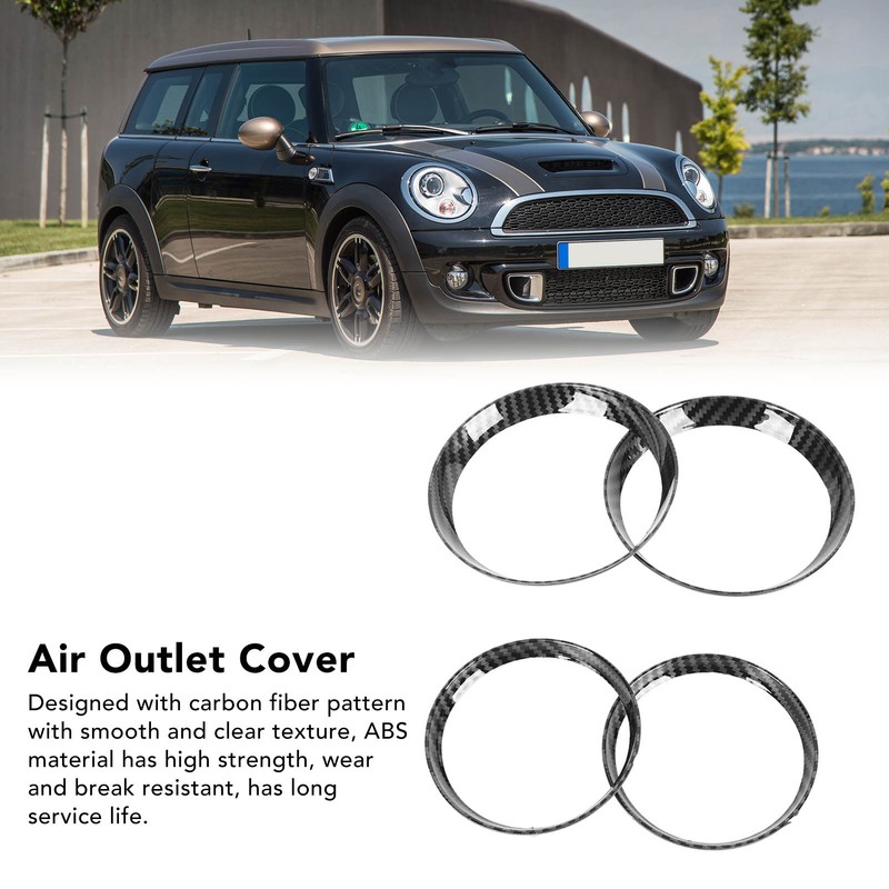 4 Pcs Air Outlet Cover Carbon Fiber Style Dashboard AC