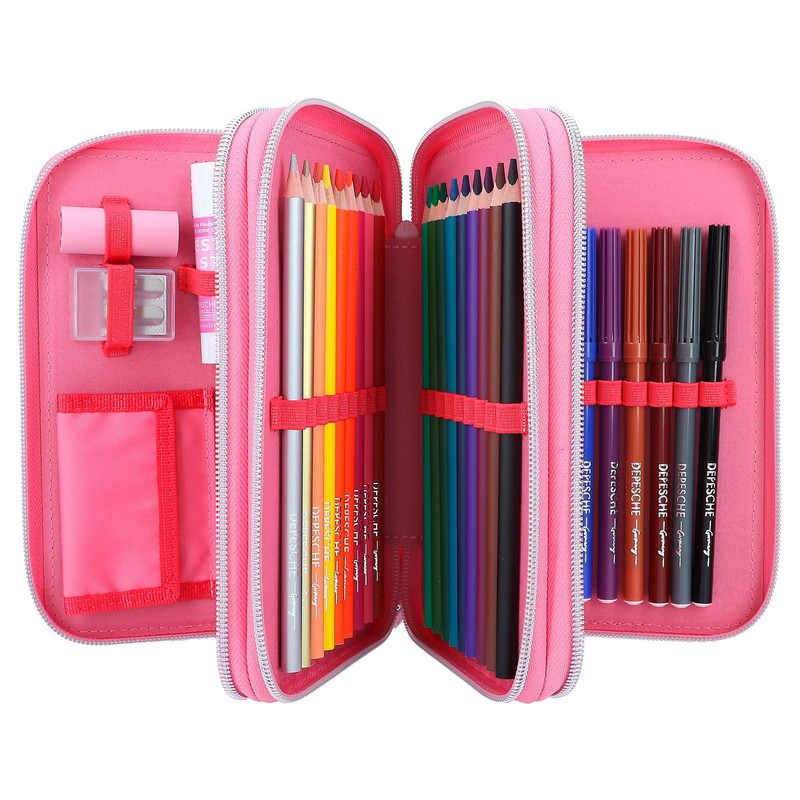Depesche TOPModel 12230 One Love 3-Compartment Pencil Case with Glitter,