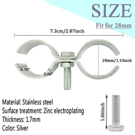 Chain Link Fence Panel Clamps - glrovazas 6Pcs Double Pipe Clamp Pipe, Saddle Clamps for Round Pipe Panel Frame,Bolts & Nuts (28mm)