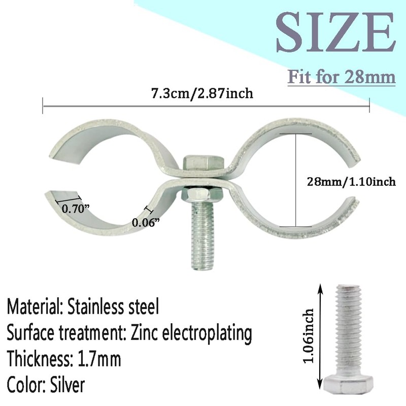Chain Link Fence Panel Clamps - glrovazas 6Pcs Double Pipe