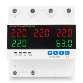 WSPIHO 3 Phase Voltage Protection 230 V 63 A, Automatic Switch with 5-Digit LED Display, Overvoltage Overcurrent Protection for Home Generator Mains Inverter Outdoor