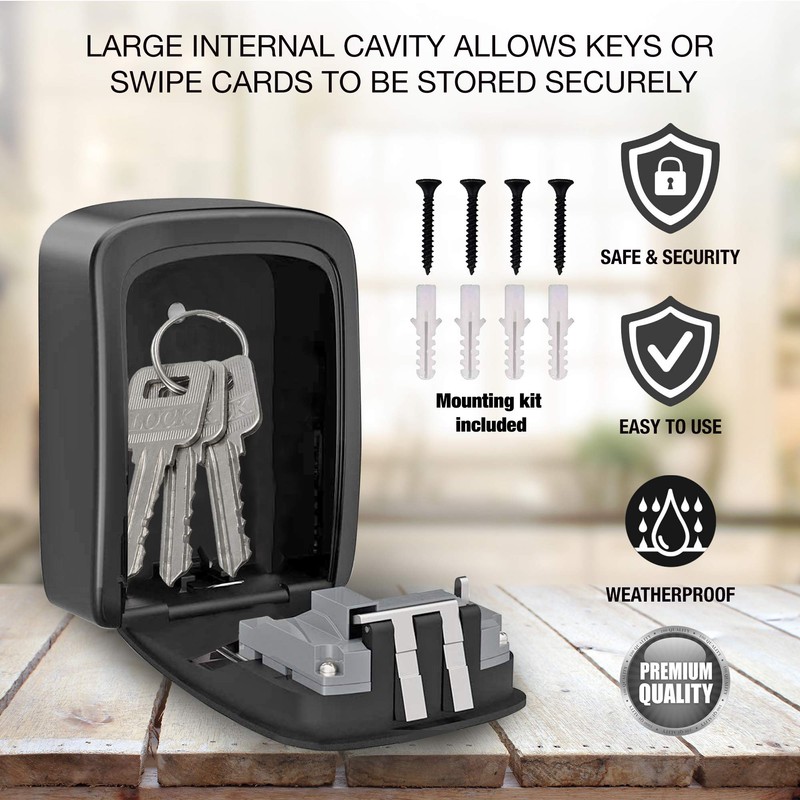 PALMAT - Key Safe for Keys - Secure Combination, Weatherproof