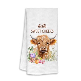 TAGDANK Highland Cow Towels Spring Bathroom & Kitchen Decor Towels Easter Kitchen Towels Dish Towels Farmhouse Decor Spring Cow Decoration Hand Towels 16x24 Inch