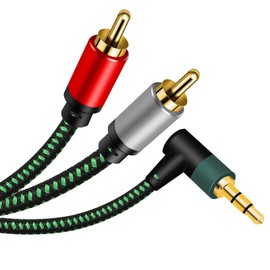 OUGCYG RCA to 3.5mm Cable 1m, Phono Mini Jack Stereo Lead Gold-Plated Red and White Aux Headphone Cord RCA Audio Y Splitter Compatible with Hi-Fi Amplifier Speaker DJ TV Car (1m)