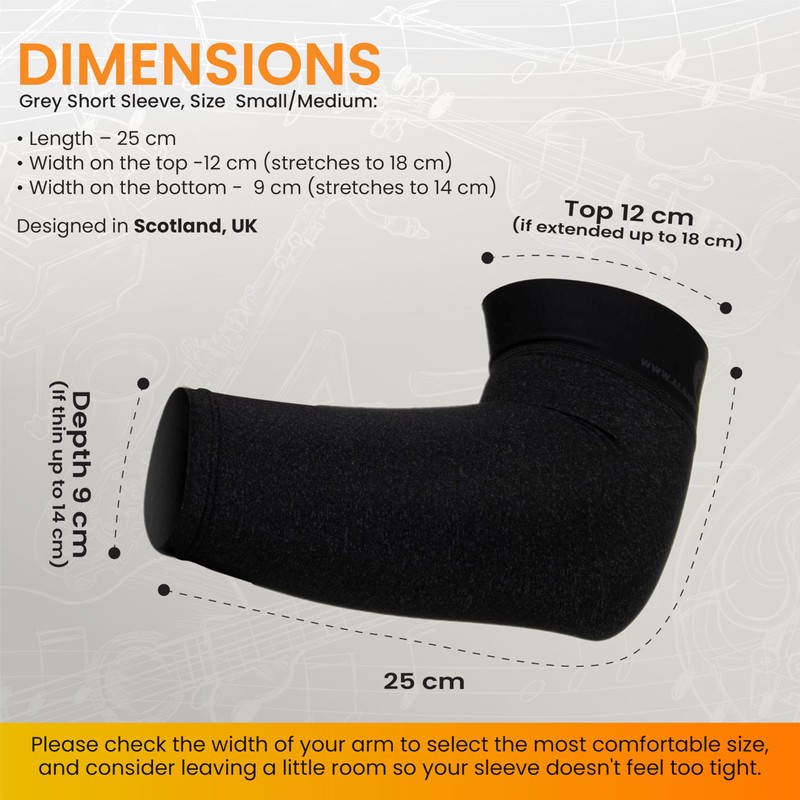 Alba Guitar Beads Grey short arm sleeve for guitarists, for