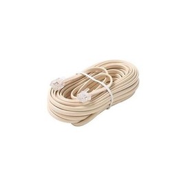 25' FT Telephone Line Cord Ivory Modular 6P4C Jack Plugs Each End Flat Modular RJ11 Phone Connect RJ-11 Communication Wire Extension Cable with Snap-In Wall