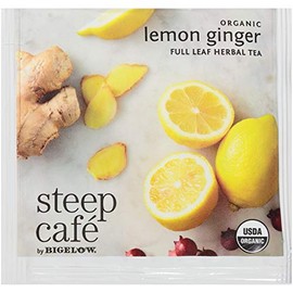 Bigelow Steep Cafe Organic Herbal Tea, Lemon Ginger, 50 Bags/carton