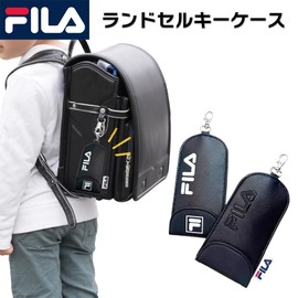[K-PARTS] FILA School Bag Key Case with Reel for Kids, Key Case, For Boys and Girls, Fila Key Case with Reel Keycase, Stylish, Black, White, Security Cover, School Bag, Stretchable, Key Case, For