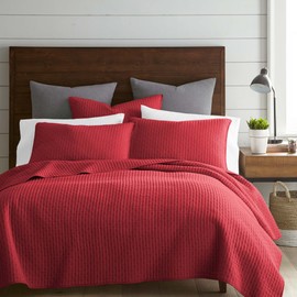 Levtex Home - Cross Stitch Chile Red Quilt Set - 100% Cotton - Twin/Twin XL Quilt (68x86in.) + 1 Standard Sham (26x20in.) - Reversible - Cotton Fabric