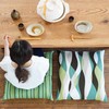 Gold Cushion Cover Cotton Print Made in Japan (55x59, Wave