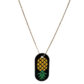 Swinger Symbol Upside Down Pineapple Dog Tag Necklace With Chain Keychain Tag