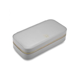 GLANZSTÜCKE MÜNCHEN Jewellery Travel Bag Faux Leather Grey 23.5 x 11.5 x 5.8 cm Velvet Cream Jewellery Case Jewellery Box for Travel