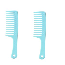 Two Set Large Wide Tooth Comb Detangling Wet or Dry Hair Combs Shower Comb for Women,Men,Hair Styling Brush for Natural Hair,Curly Hair,Long Hair (Cyan, One size)