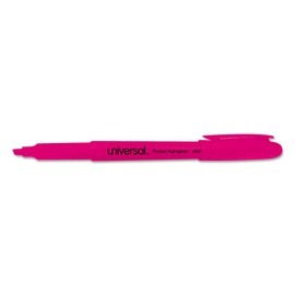 Universal 08855 Pocket Clip Highlighter, Chisel Tip, Fluorescent Pink Ink, Dozen