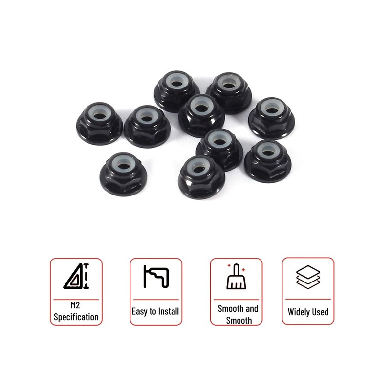 10 PCS Hex Self Lock Nuts M2 CNC Aluminum Flanged