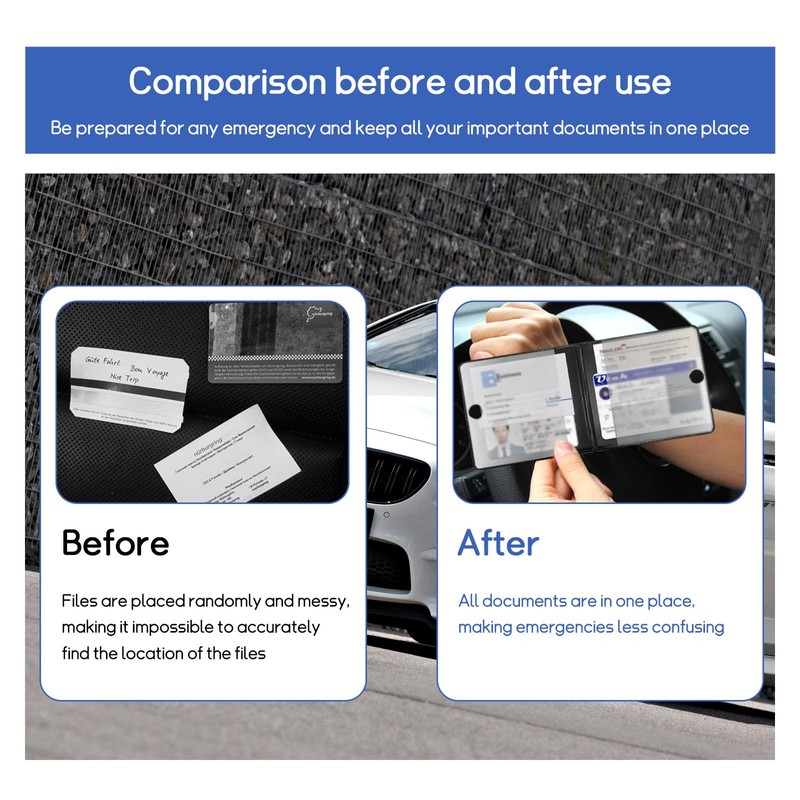Dickno 2 PCS Car Registration and Insurance Holder, 10.6''×4.8'' Essential