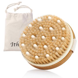 Dry Brush, Body Brush, Exfoliating Brush, Natural Bristles, Bath Brush for Removing Dead Skin, Toxins, Cellulite, Treatment, Improves Lymphatic Functions, Exfoliation, Stimulates Blood Circulation
