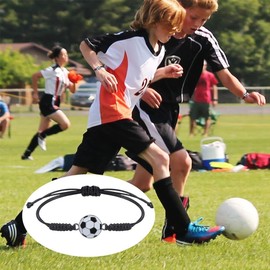 YHIJSR Pack of 22 Football Bracelets, Children's Football Sports Bracelets, Party Bags, Sports Friendship Bracelets, Adjustable Cord, Braided Bracelet, Girls Boys Football Bracelet