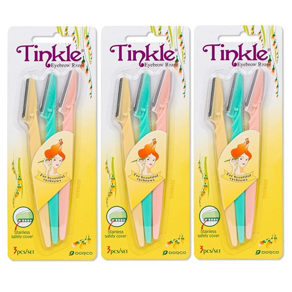 Tinkle Eyebrow Razor, 3ct per pack (3pk) Dermaplaning Razor Tool | Skincare Party Favors| Dermaplaning Tools Beauty Holiday Stocking Stuffers Gift