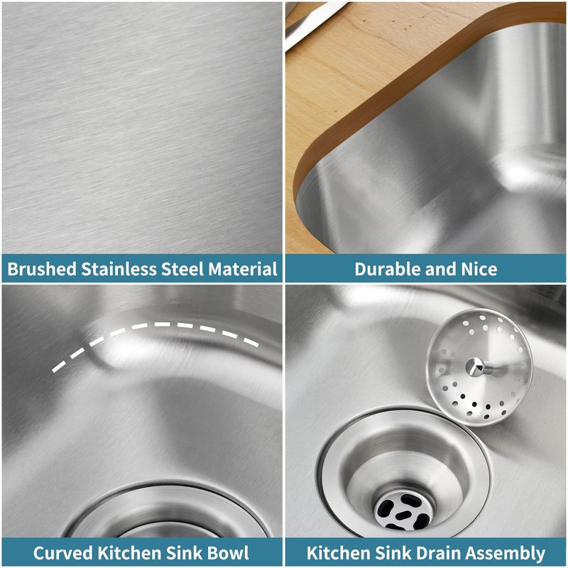 MONSINTA Bar Sink, 15 Inch Undermount Kithcen Sink, 15" x