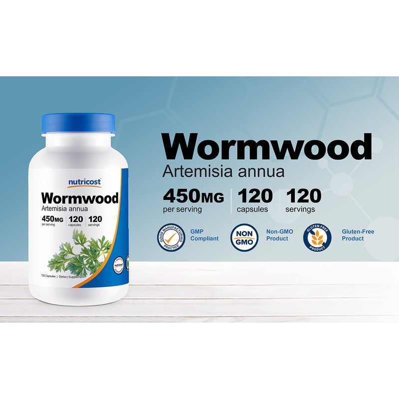 Nutricost Wormwood Capsules 450mg 120 Capsules - Vegetarian Caps, Gluten