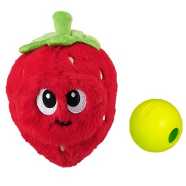 Outward Hound by Nina Ottosson Fruity Findz Interactive Plush Dog Puzzle with Treat Ball Dog Enrichment Toys, Plush, Red