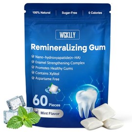Remineralizing Gum with Nano Hydroxyapatite,Smooth Xylitol Gum Mint Long-Lasting Sugar-Free Gum Hydroxyapatite Gum for Tooth Remineralization and Fresh Breath No Aspartame Plastic-Free 60 Pieces