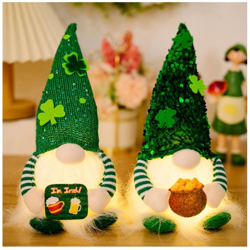 St. Patrick’s Day Gnomes Decoration, 2 Pack 11.4 Inch –