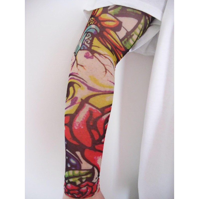 Fake Tattoo Adults Arm Sleeve Skull and Rose Design (T22)