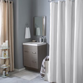 Bath Bliss Microfiber Soft Touch Seersucker Design Bathroom Shower Curtain Liner, 70” x 72”, Machine Washable, Rust Resistant Grommets, Repels Water, White