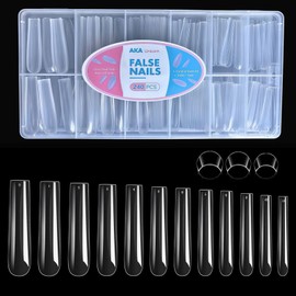 AKA Unicorn 12 Sizes Soft Gel Nail Tips Square,Pre Filed 3XL Long Square Full Cover Clear Nail Tips Acrylic Gel Tips Nail Kit Press on Nails for Extension Nail Manicure Home DIY 240PCS