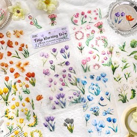 BSITSSS 24 Sheets of Aesthetic Stickers, Vintage Stickers, Flower Sticker Set, Stickers for DIY Scrapbook Accessories, Photo Album, Diary, Notebook, Scrapbooking