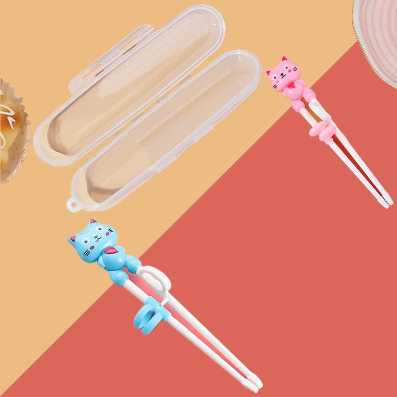 2 Pairs Kids Chopsticks - Cute Animal Cartoon Design, Plastic
