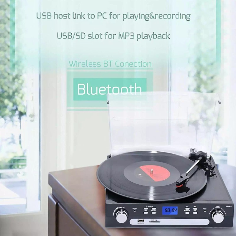 DIGITNOW Bluetooth Record Player Turntable with Speakers Stereo LP Vinyl