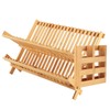 Tefola Bamboo Dish Drying Rack, 2-Tier Foldable Design with Utensil