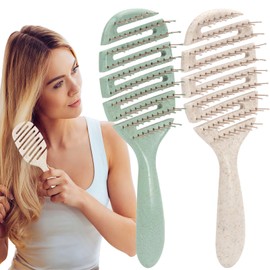 Gelapa 2pcs Detangling Hair Brush, Soft Hair Brush for Women, Detangler Hairbrush for Wet, Dry, Natural, Curly, Straight Hair, Styling Brush brosse a cheveux, Hair Care Accessories -Grwh