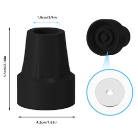 4 Pack Replacement Rubber Cane Tips 3/4 Inch Heavy Duty Rubber Crutch Tips Non Slip Walker Tips for Walkers Commodes Shower Chairs Canes Leg (Black)…