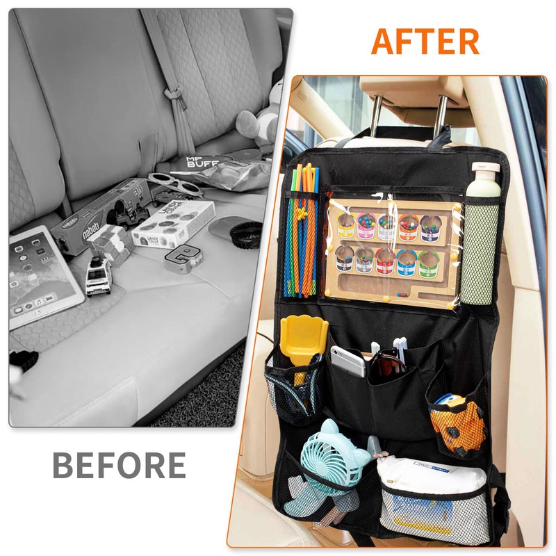 2 Pack Car Organizer Backseat, Back Seat Protector with9 Storage