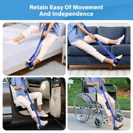 39 Inch Long Leg Lifter Strap with Padded Handgrips and Foot Loop,Rigid Leg Lifter Hip&Knee Replacement Surgery Recovery Kit,Mobility Aids Tool Foot Lifter Easily Get in and Out of Bed,Car,Wheelchair