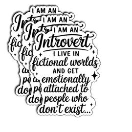 (3Pcs) I Am an Introvert Sticker – Emotionally Attached to Fictional Decal for Laptop, Water Bottle, Journal, Quiet Humor Gifts for Readers, Coworkers, Students, Friends, Book Lovers Decor 3" x2.3