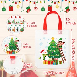 Kajaia 24 Pieces Christmas Coloring Bags with Colorful Markers Reusable Xmas Color Your Own Gift Bags Non Woven Goodie Candy Treat Bags for Boys Girls Winter Holiday Party Favors Packing Supplies