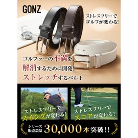 GONZ Golf Belt, Men's, Stretch Belt, Gentleman Belt, Stretch Belt, white