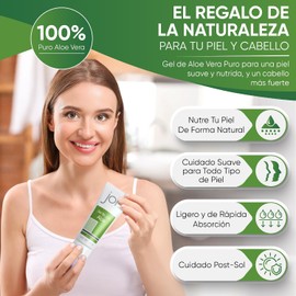 Aloe Vera Gel 250ml - aligera molestias de Quemaduras Solares Hidrata Refresca Combate Acne Piel Seca Raspaduras Pelo Dañado - Gel Hidratante Facial After Sun Uso Despues Del Sol - Uso Facial Corporal Capilar